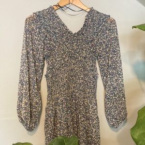 Blue Smocked waist midi/maxi floral dress